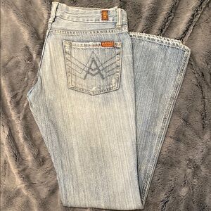 7 For All Mankind Blue Flare Wide Leg Jeans